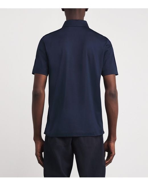 Canali Blue Mercerised Cotton Polo Shirt for men
