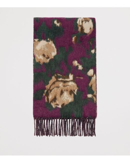 Burberry Purple Wool-Alpaca-Blend Rose Scarf