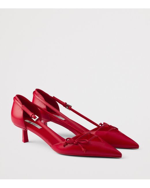 Prada Red Leather Open-Side Pumps 45