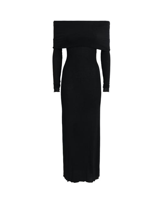 Skims Black Sheer Modal Off-The-Shoulder Maxi Dress