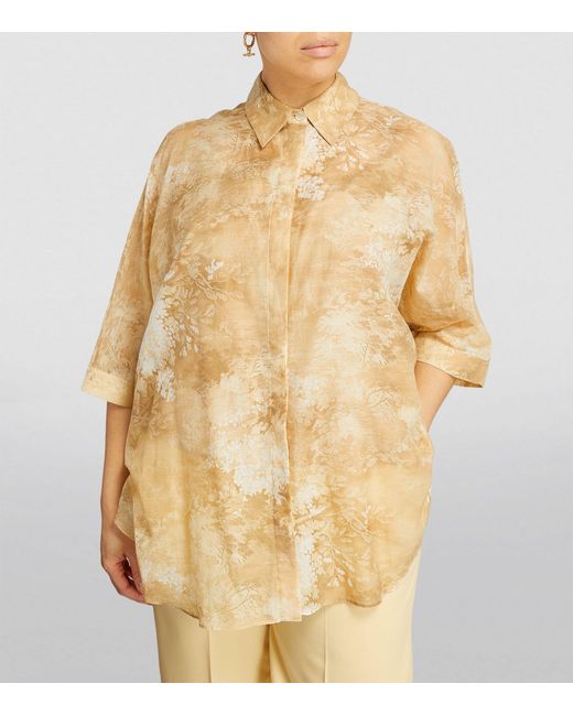 Marina Rinaldi Natural Cotton-silk Botanical Print Shirt
