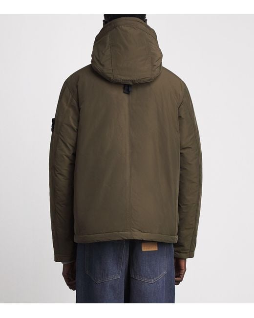 Stone Island Green Down Micro Twill Short Parka for men