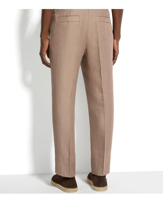 Zegna Natural Oasi Linen Straight Trousers for men