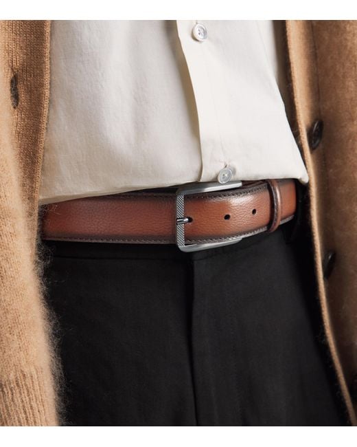 Elliot Rhodes Brown Burnished Leather Belt for men