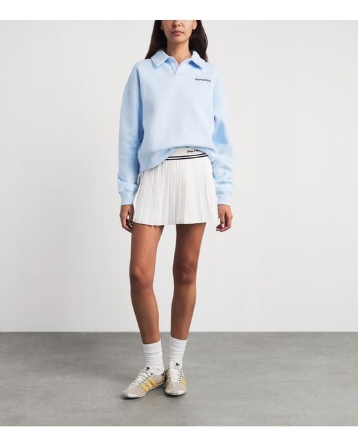 Sporty & Rich Blue Cotton Serif Polo Sweatshirt