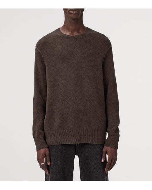 AllSaints Brown Crew-Neck Statten Sweater for men