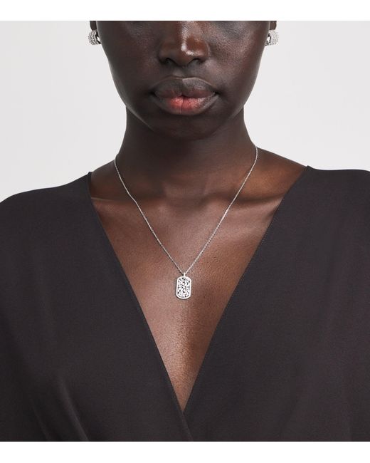 Suzanne Kalan Metallic And Diamond Medium Dog Tag Pendant Necklace