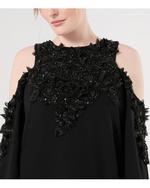 Marina Rinaldi Black X Tony Ward Embellished Cut-Out Maxi Dress