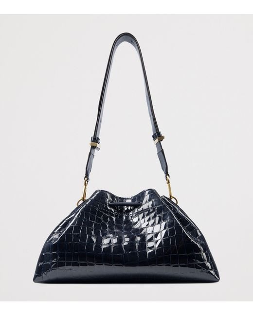 Jimmy Choo Blue Croc-Embossed Bon Bon Shoulder Bag