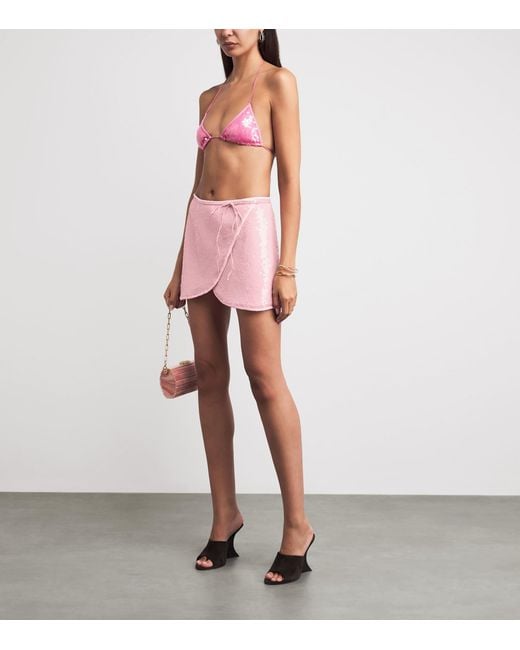 Oseree Pink Sequinned Marilyn Mini Skirt
