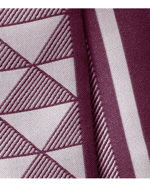Prada Purple Silk Triangle Print Skinny Scarf