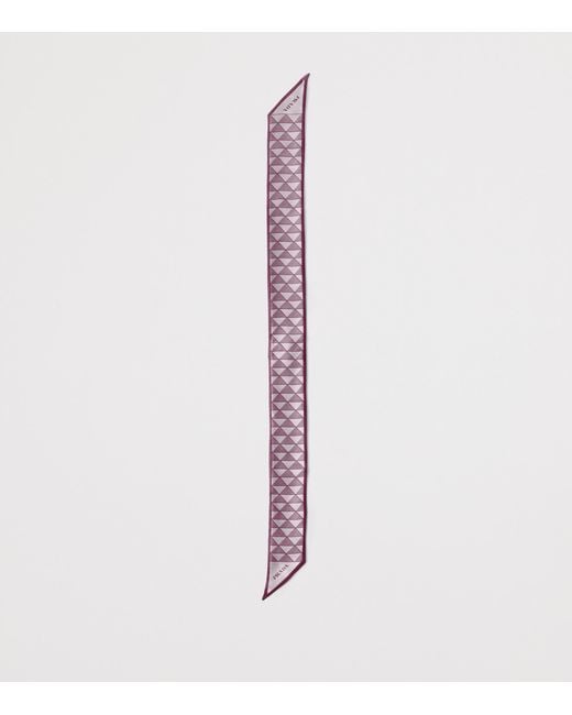 Prada Purple Silk Triangle Print Skinny Scarf