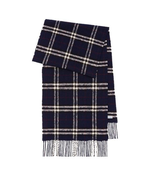 Burberry Blue Wool-Cashmere Check Scarf
