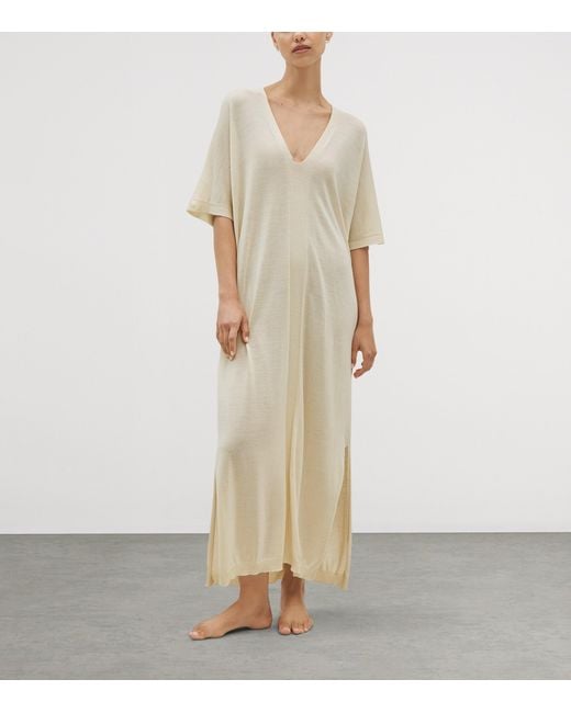 Shelep Natural Merino-Silk V-Neck Kaftan