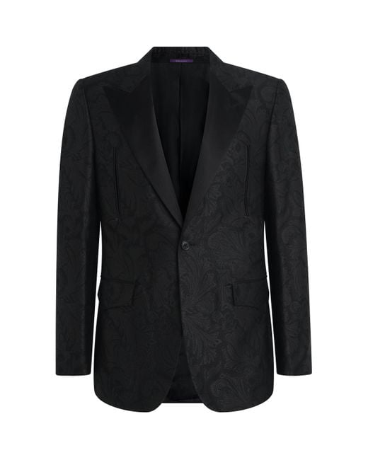 Ralph Lauren Black Mulberry Silk-Cotton Paisley Gregory Blazer for men