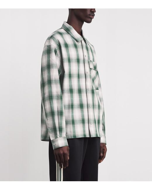 Represent Green Cotton Check Flannel Shirt for men