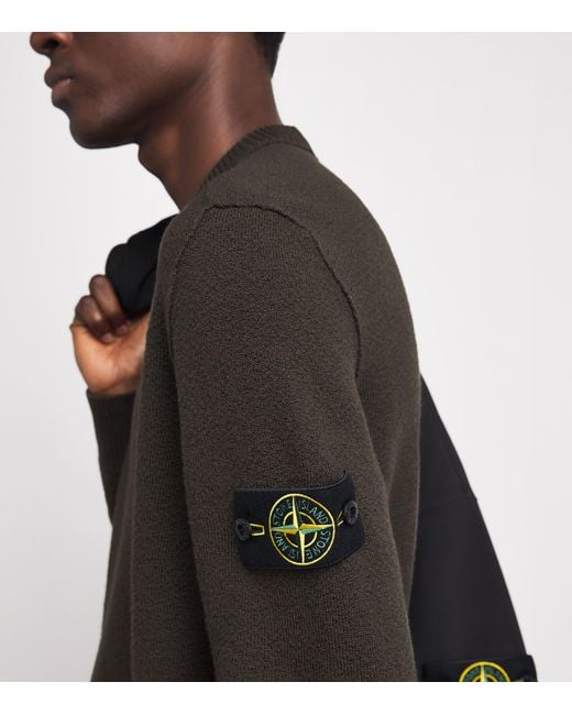 Stone Island Black Virgin Wool Compass Sweater for men