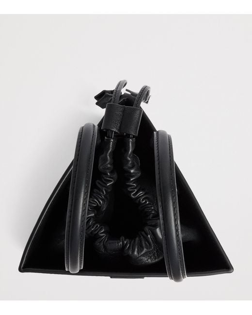TALEL PARIS Black Leather Zebra Triangle Top-Handle Bag