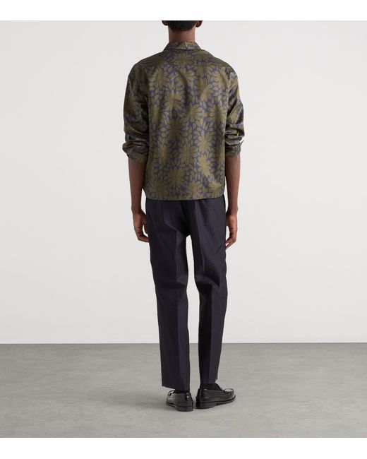 Prada Gray Cotton-Silk Zip-Up Shirt for men