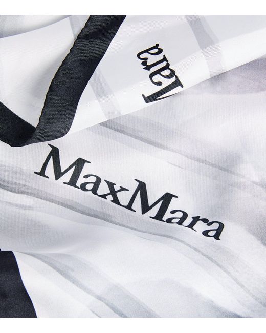 Max Mara White Silk Printed Scarf