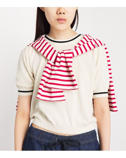 FRAME Natural Cotton-Blend Short-Sleeve Sweater