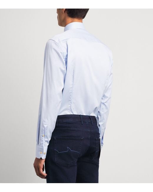 Eton of Sweden Blue Supima Cotton Check Slim Fit Shirt for men