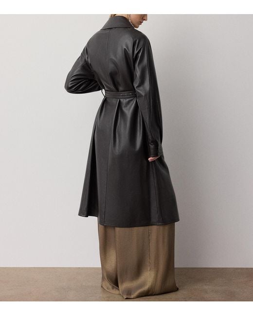 Ralph Lauren Black Soft Leather Belted Trench Jacket