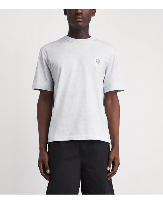 Stone Island White Organic Cotton Laminated T-Shirt for men