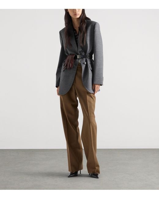 Prada Gray Single-Breasted Mélange Hopsack Blazer