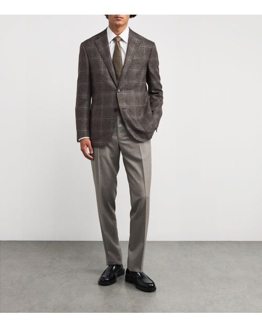 Corneliani Gray Virgin Wool Check Blazer for men