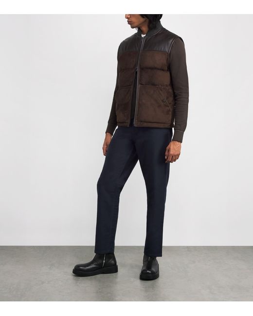 Brioni Blue Embroidered Slim Trousers for men