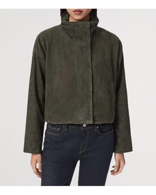 AllSaints Green Suede Ryder Jacket