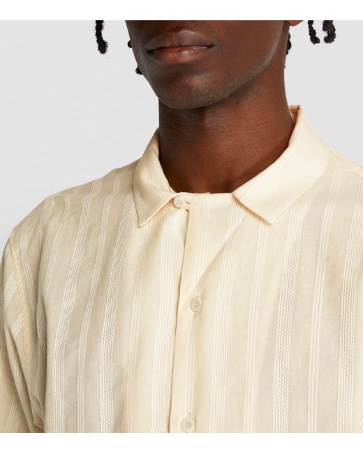 Sunspel White Embroidered Stripe Notched-collar Shirt for men
