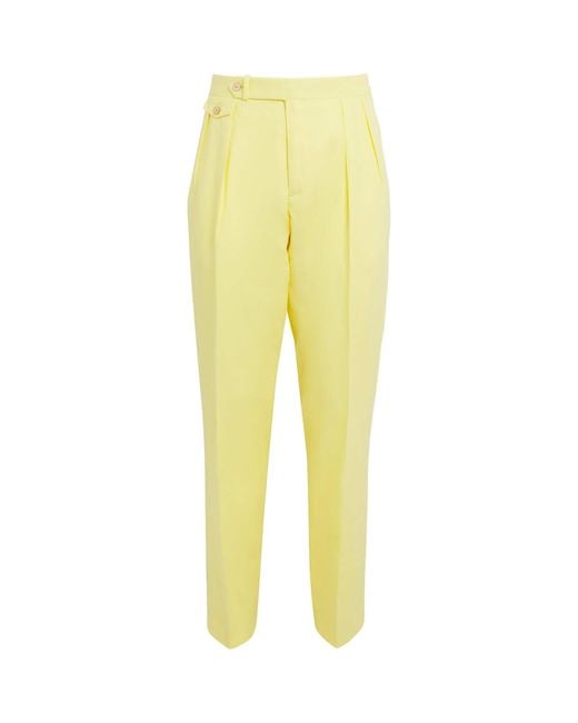 Polo Ralph Lauren Yellow Linen Pleated Trousers for men