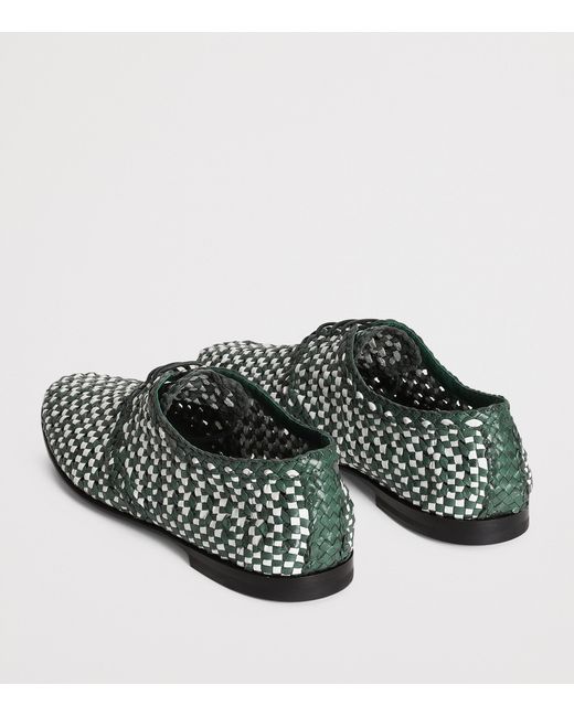 Dolce & Gabbana Green Goatskin Woven Derby Shoes for men