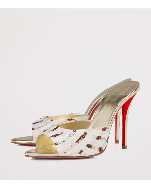 Christian Louboutin Pink Miss Z Silk Strass Heeled Mules 80