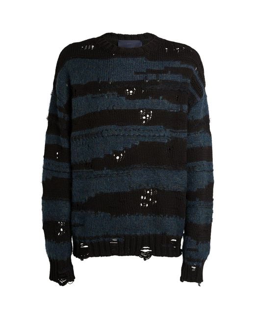 Juun.J Black Mohair Striped Sweater for men