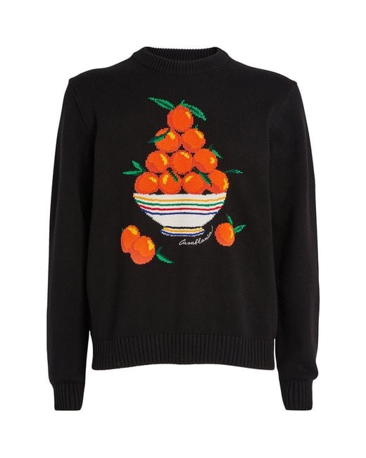 Casablancabrand Black Intarsia Knit Pyramide D'oranges Sweater for men