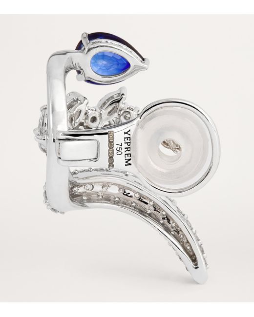 YEPREM White Diamond And Sapphire Whisper Ear Cuff