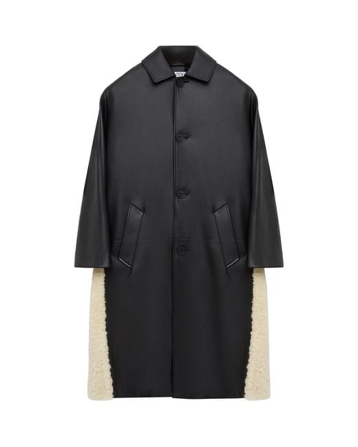 Loewe Black Nappa Lambskin Shearling-Trim Coat