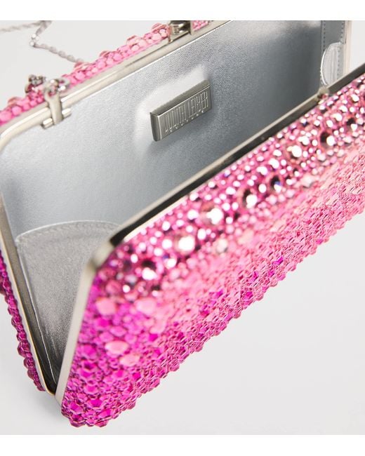 Judith Leiber Pink Slim Slide Gradient Caviar Clutch Bag