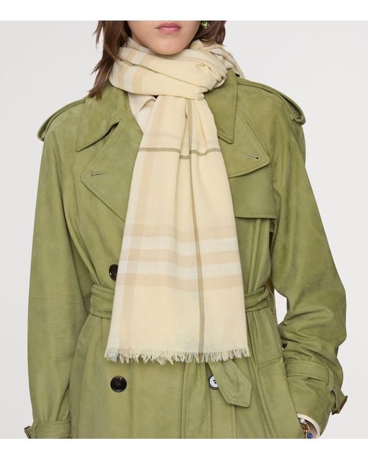 Burberry Natural Wool Wide Check Scarf