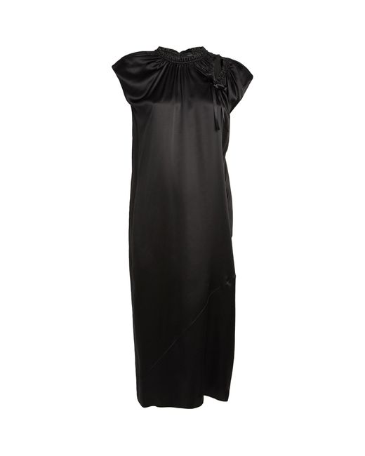 Simone Rocha Black Silk Shoulder-bite Midi Dress