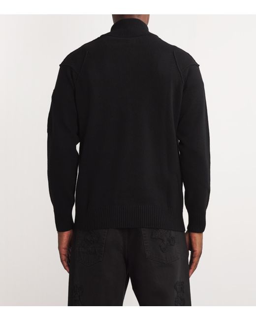 C P Company Black Wool-Blend Half-Zip Sweater for men