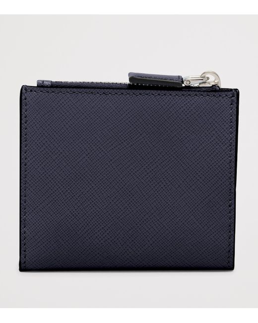 Prada Blue Small Leather Logo Wallet for men