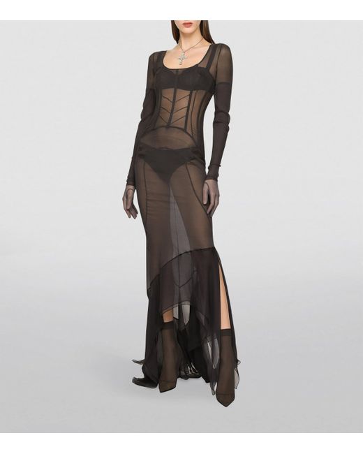 Dolce & Gabbana Black Kim Silk Semi-Sheer Maxi Dress