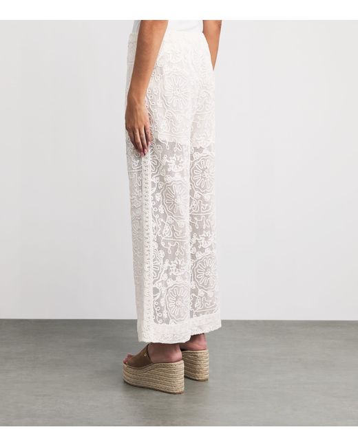 Maje White Guipure Lace Flared Trousers