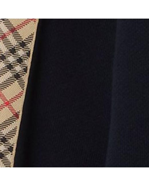 Burberry Black Cotton Check-Trim Zip-Up Hoodie for men