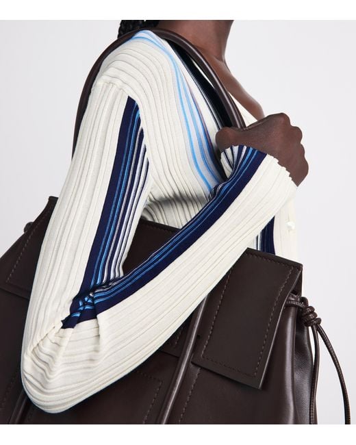 Theory Blue Ribbed Stripe Cardigan