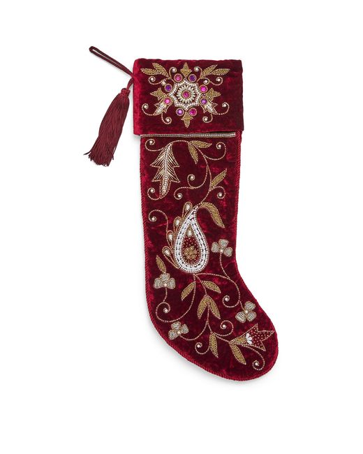 Harrods Velvet Embroidered Paisley Stocking